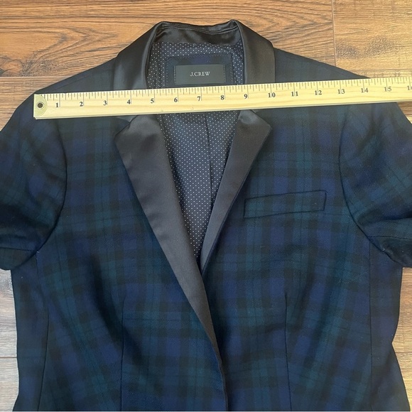 J.Crew Regent Wool Stretch Navy Green Plaid Single Button Womens Blazer Jacket 2 - Picture 5 of 9